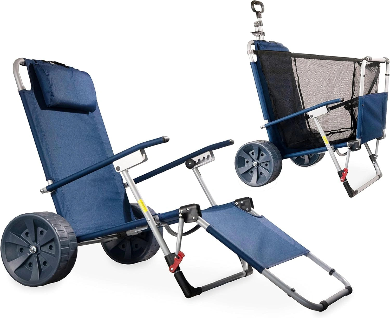 CampAir Accessoire de Plage 2 en 1 - Chariot Pliable Tout Terrain et Chaise Longue - Bleu, 81x78x26 cm, Diable à main pliable, tissu Oxford, camping