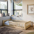 Lit d'Enfant Montessori 90x190 cm avec Protection Contre les Chutes et Sommier à Lattes - Lit à Barreaux pour Enfants et Adolescents