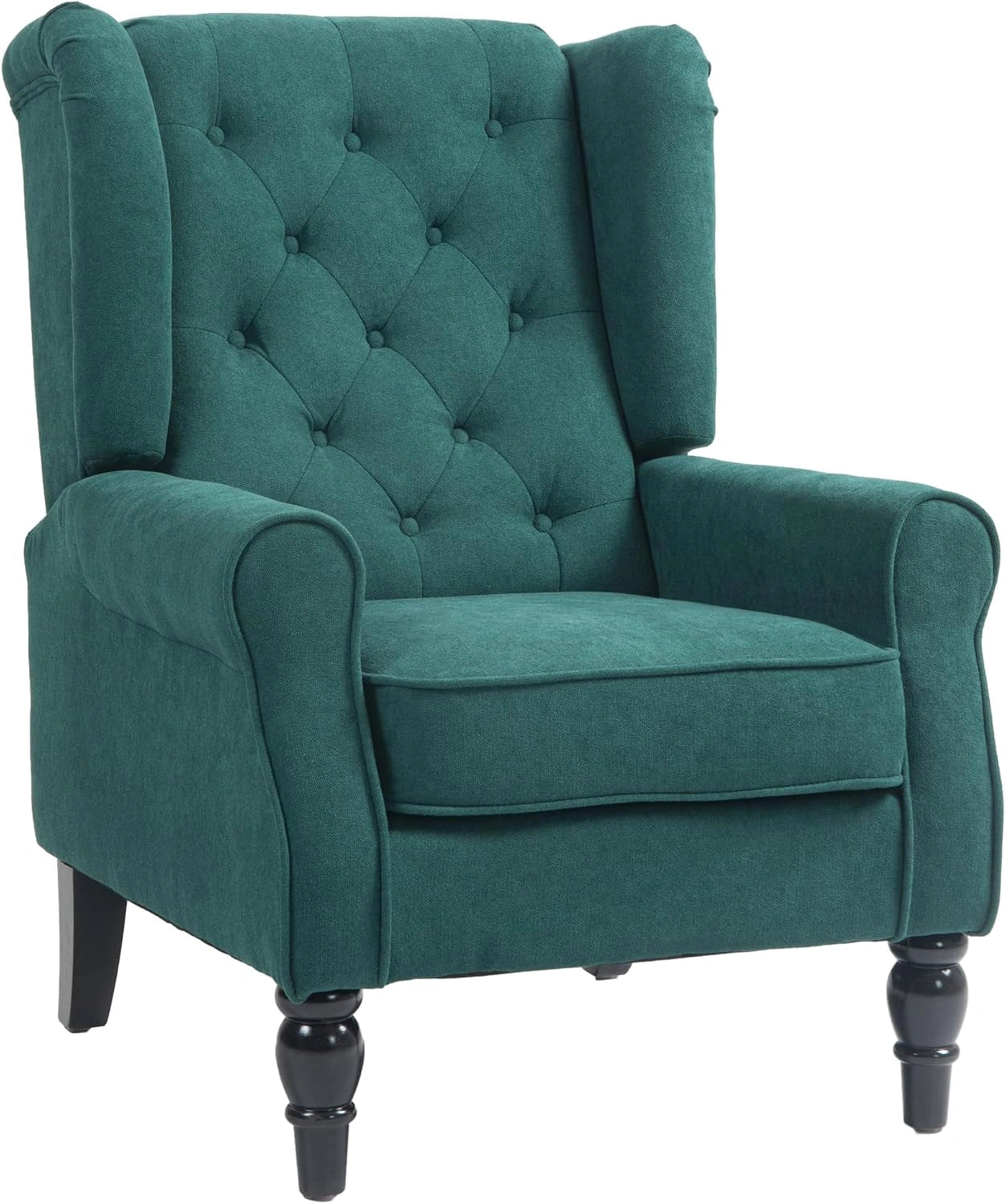 HOMCOM Fauteuil de Salon Assise Large Grand Confort 74 x 86 x 102 cm Vert, Fauteuil Capitonné avec Pieds en Bois, Style Classique