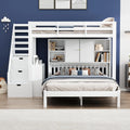 Sapgaks Lit superposé Enfant 90x200 avec étagère de Rangement, Blanc, lit cabane Enfants 140x200, lit Mezzanine 2 Places avec escalier, avec Barriere