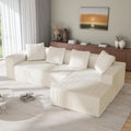 Sapgaks Canapé désossé entièrement compressé, Aucun Assemblage requis (Blanc), Grand canapé 3 Places 261 cm, Profondeur d'assise 70 cm, Velours côtelé