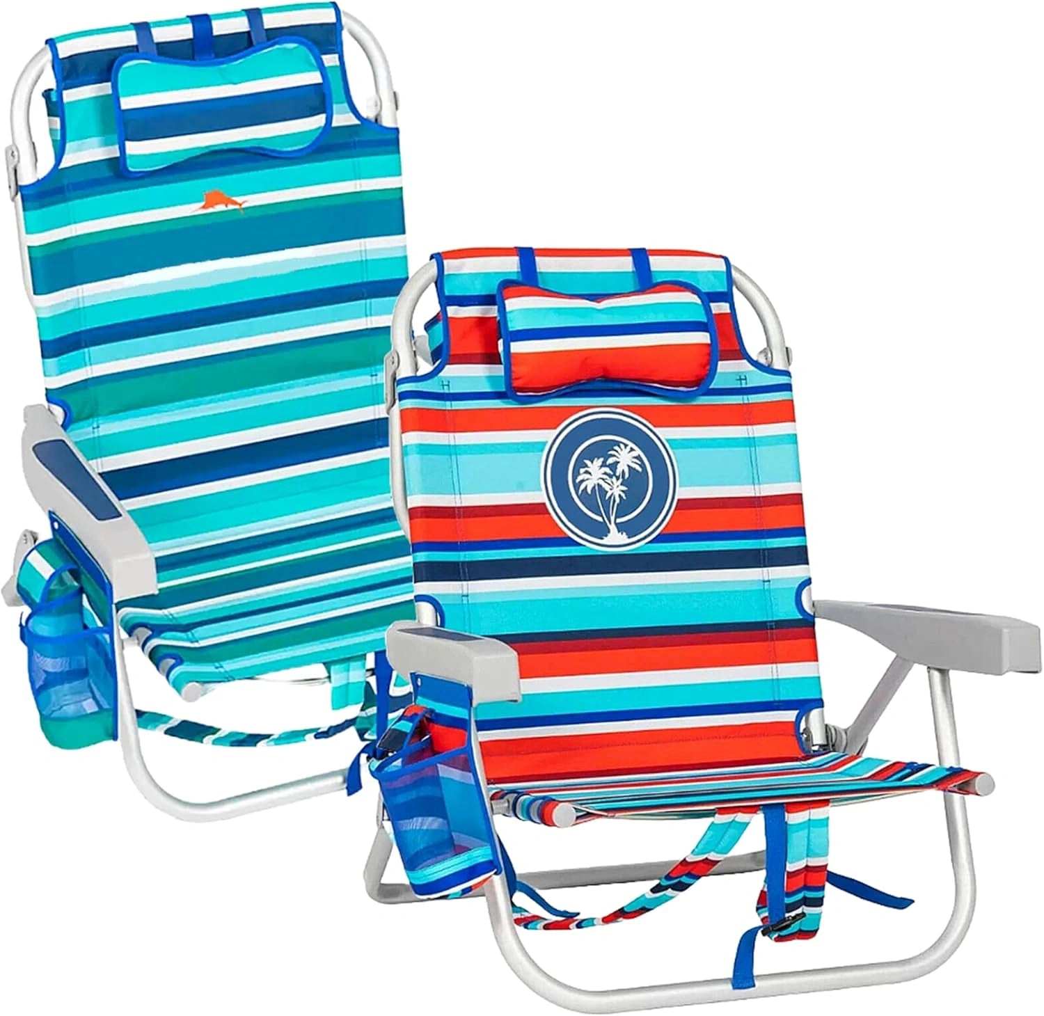 Tommy Bahama Lot de 2 chaises longues pliantes et légères avec cartes pour plage, pique-nique, pêche ou fête d'anniversaire, camping, barbecue