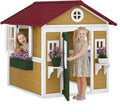 Outsunny Cabane Enfant Extérieur pour 3-8 Ans 114 x 126,4 x 135 cm Beige, Maison Enfant Extérieure, Fenêtres Et Jardinières, Cabane De Jardin, Porte
