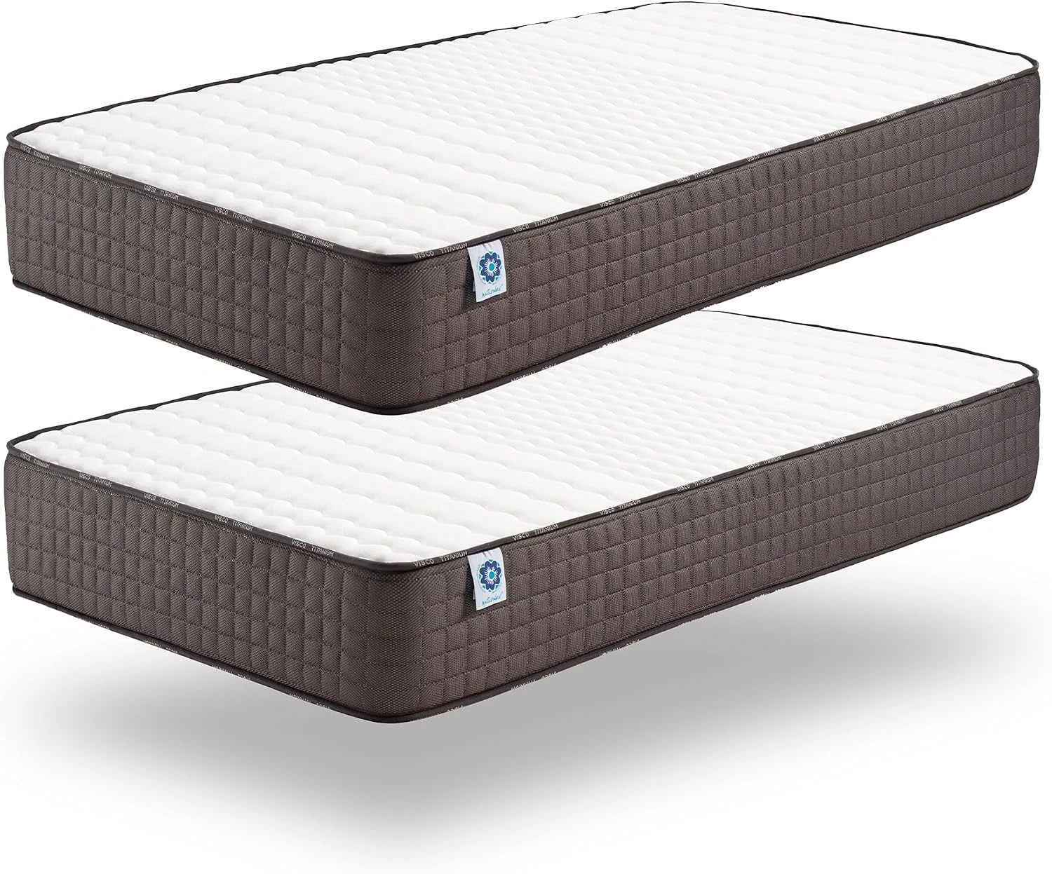 NATURALEX - Lot 2 Matelas Titanium 70x190-21 cm - Accueil Mousse mémoire de Forme + latex bleu - Soutien Moyen - Respirant - 7 Zones - 2 Faces