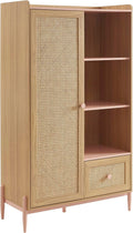 BAÏTA - Armoire Pablo Rose et cannage rotin 1 Porte et 1 tiroir