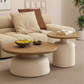 Table Basse Ronde Bois Massif, Noir, Table Basse Ronde Salon Moderne, Style Crémeux, Black