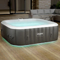 Arebos Spa Gonflable, 185x185 cm, 6 Personnes, 130 Jets de Massage, 910 L, Gonflable Automatique, Intérieur et extérieur, Bande Lumineuse LED