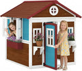 Outsunny Cabane Enfant Extérieur pour 3-8 Ans 114 x 126,4 x 135 cm Marron, Maison Enfant Extérieure, Fenêtres Et Jardinières, Cabane De Jardin, Porte