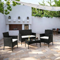 Salon de Jardin Exterieur en Résine ressée - 2 canapés Simples, Salon de Jardin pour Amenagement Balcon Terrasse Veranda (Noir), Coussins
