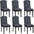 Yaheetech Lot de 6 Chaises de Salle à Manger en Tissu Effet Lin Design Classique Boutonné Ensemble de Chaises de Cuisine Rembourrées avec Pieds