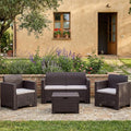 Dmora - Ensemble de Salon d'extérieur Venere, 100% Made in Italy, Ensemble de Jardin avec Coussins, Ensemble de Salon d'intérieur Effet rotin, Marron