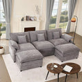 Canapé d'Angle Modulable en U 274 cm, Meuble de Salon Moderne (Gris), 3 Places avec Repose-Pieds Amovible, Tissu chenille, assemblage requis