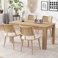 Merax Lot de 4 Chaises de Salle à Manger, Beige, Chaises de Cuisine avec Siège en Polyuréthane et Dossier en Rotin, Salon et Chambre à Coucher