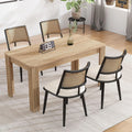 Merax Lot de 4 Chaises de Salle à Manger, Chaises de Cuisine avec Siège en Polyuréthane et Dossier en Rotin, Salon et Chambre à Coucher, Noires